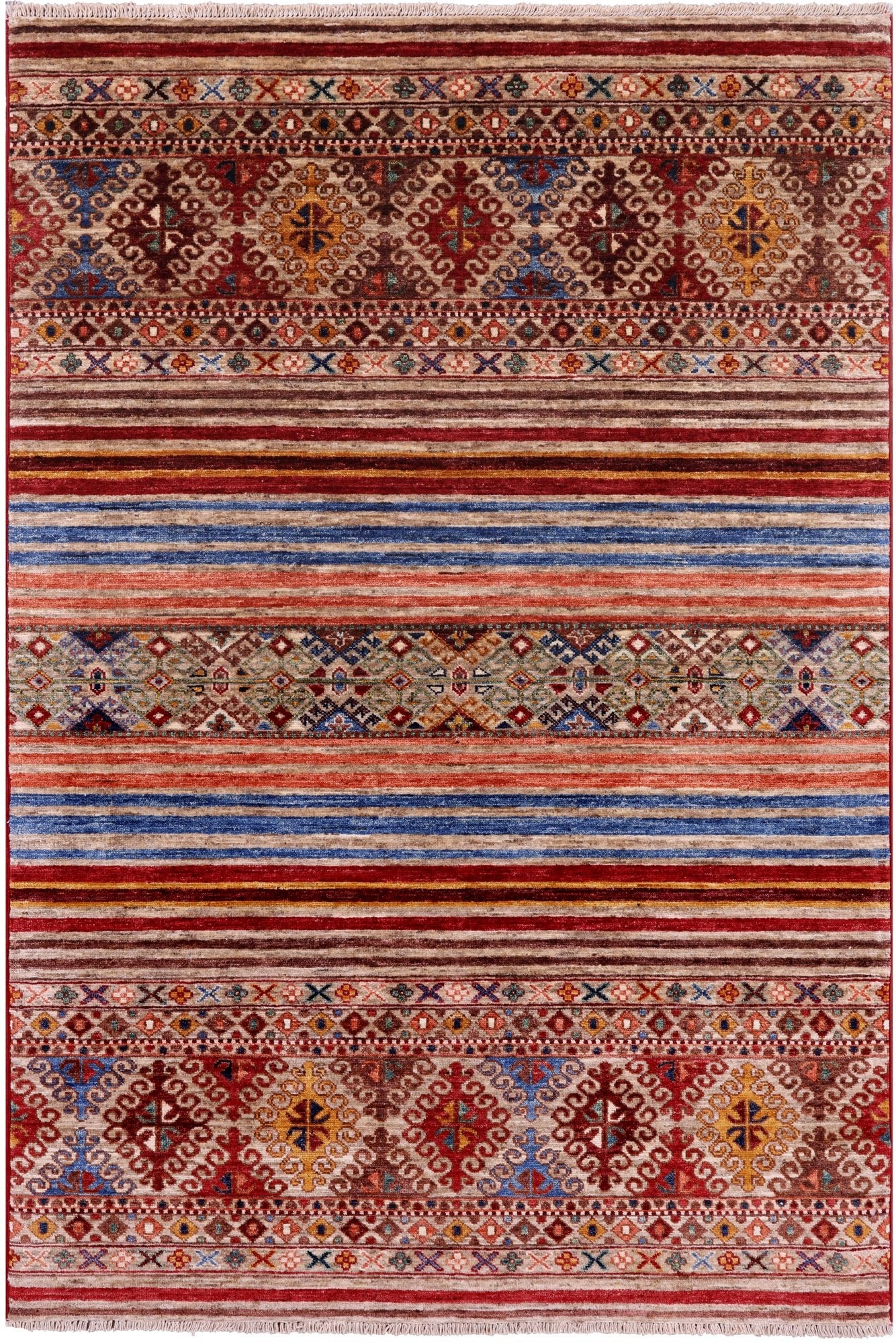 Khorjin Persian Gabbeh Handmade Wool Rug - 4' 0" X 6' 0" - Golden Nile