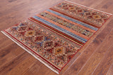 Khorjin Persian Gabbeh Handmade Wool Rug - 4' 0" X 6' 0" - Golden Nile