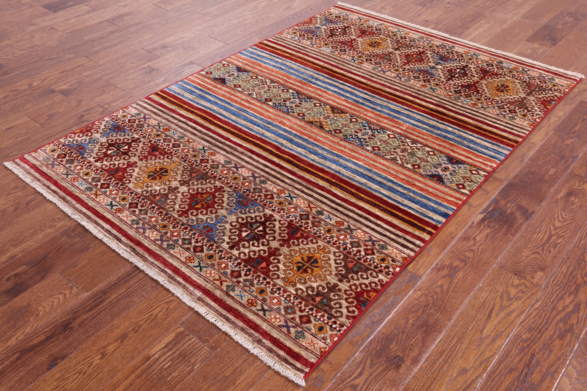 Khorjin Persian Gabbeh Handmade Wool Rug - 4' 0" X 6' 0" - Golden Nile