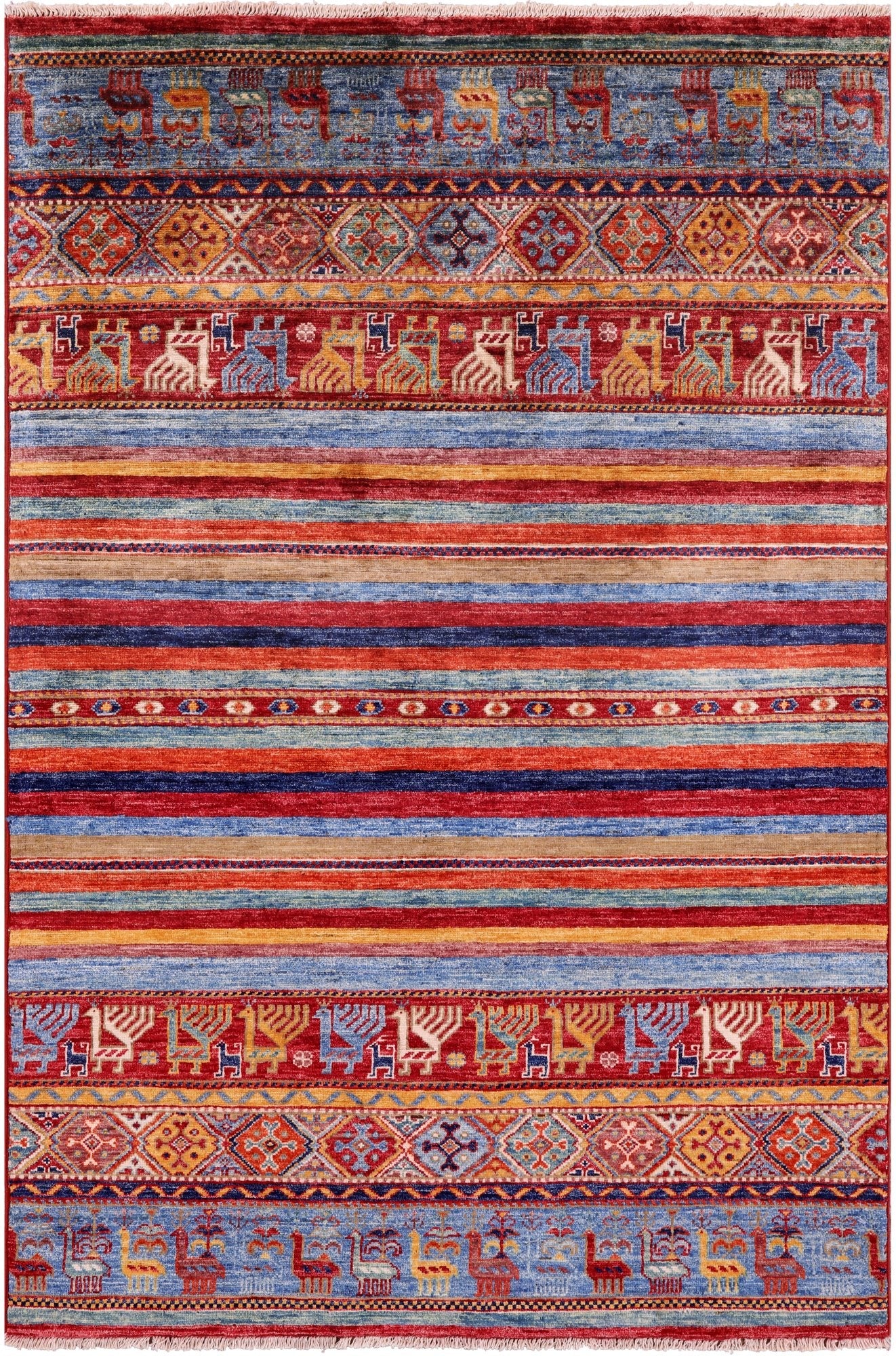 Tribal Persian Gabbeh Handmade Wool Rug - 3' 11" X 5' 11" - Golden Nile