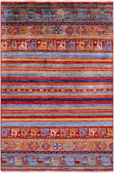 Tribal Persian Gabbeh Handmade Wool Rug - 3' 11" X 5' 11" - Golden Nile