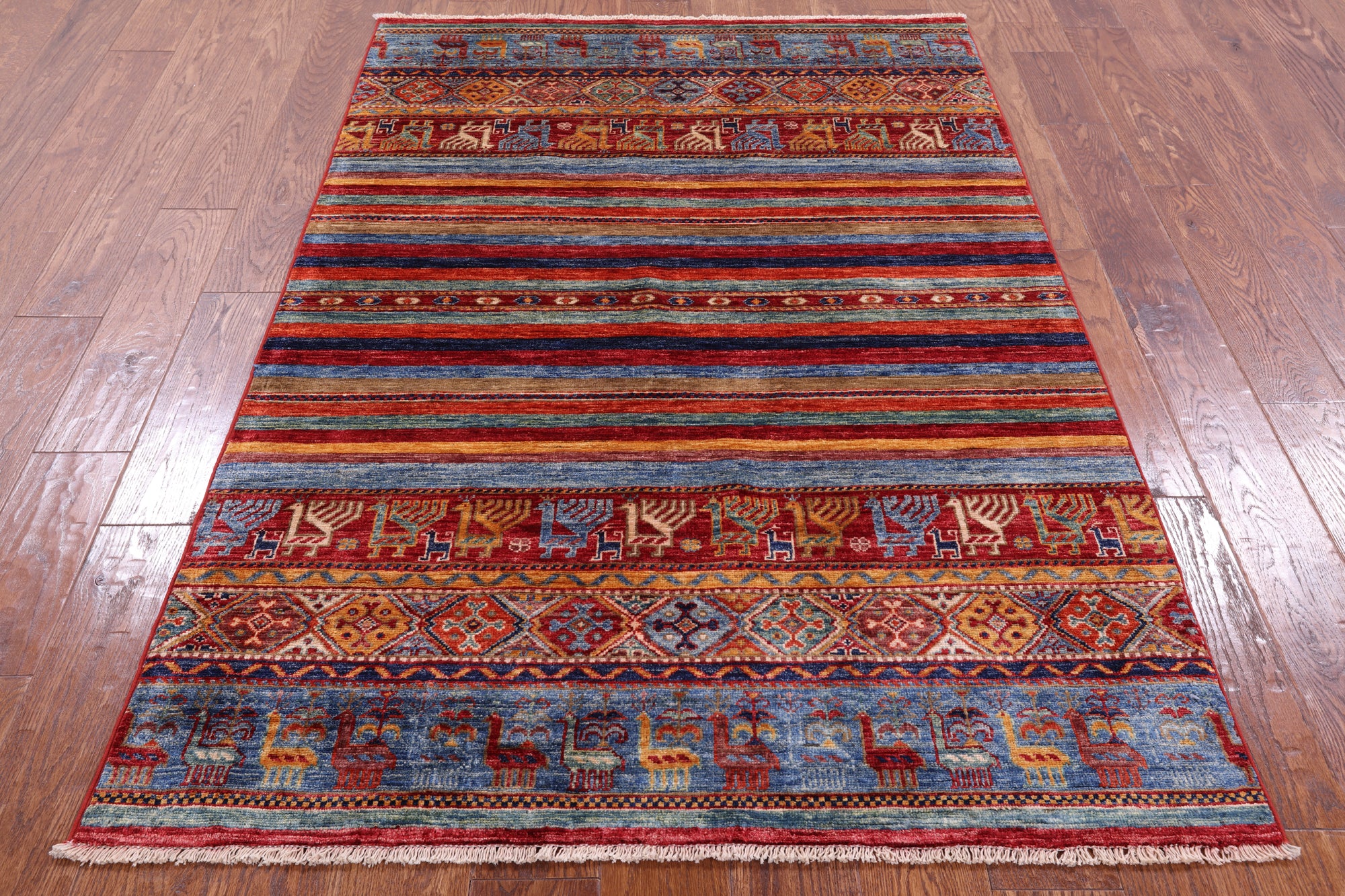 Tribal Persian Gabbeh Handmade Wool Rug - 3' 11" X 5' 11" - Golden Nile