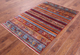 Tribal Persian Gabbeh Handmade Wool Rug - 3' 11" X 5' 11" - Golden Nile