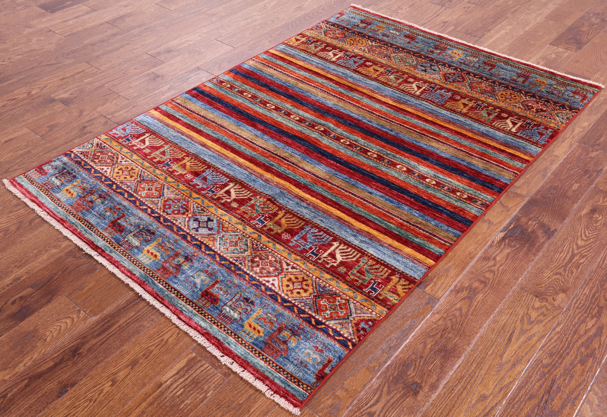 Tribal Persian Gabbeh Handmade Wool Rug - 3' 11" X 5' 11" - Golden Nile