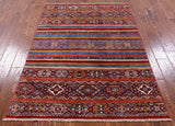 Khorjin Persian Gabbeh Handmade Wool Rug - 3' 11" X 5' 7" - Golden Nile
