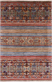 Khorjin Persian Gabbeh Handmade Wool Rug - 4' 0" X 6' 2" - Golden Nile