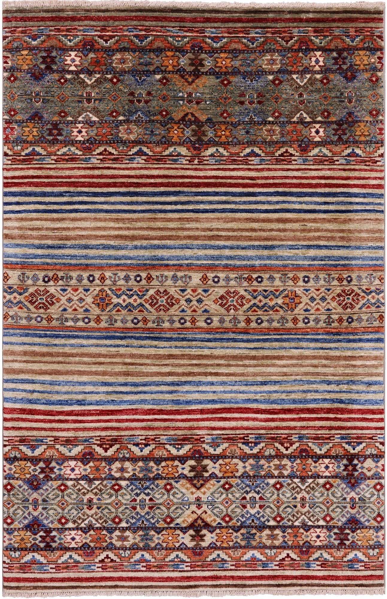 Khorjin Persian Gabbeh Handmade Wool Rug - 4' 0" X 6' 2" - Golden Nile