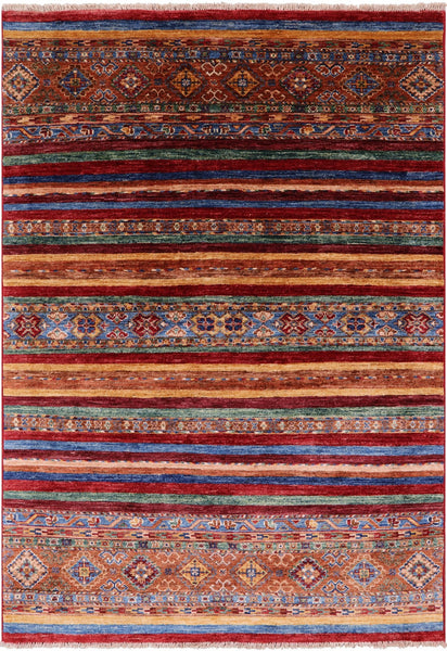 Khorjin Persian Gabbeh Handmade Wool Rug - 4' 2" X 6' 0" - Golden Nile