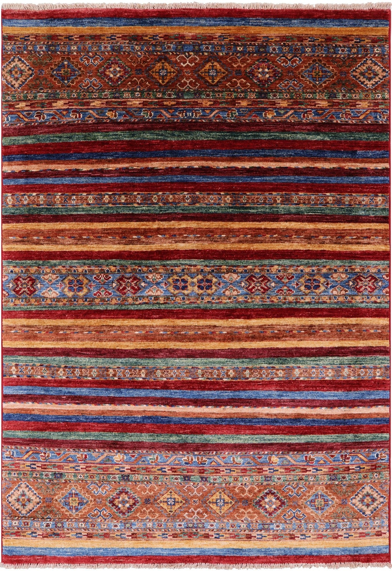 Khorjin Persian Gabbeh Handmade Wool Rug - 4' 2" X 6' 0" - Golden Nile