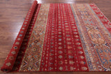 Red Tribal Khorjin Persian Gabbeh Hand Knotted Wool Rug - 8' 2" X 11' 6" - Golden Nile