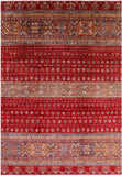 Red Tribal Khorjin Persian Gabbeh Hand Knotted Wool Rug - 8' 2" X 11' 6" - Golden Nile