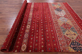 Red Khorjin Persian Gabbeh Hand Knotted Wool Rug - 8' 3" X 11' 4" - Golden Nile