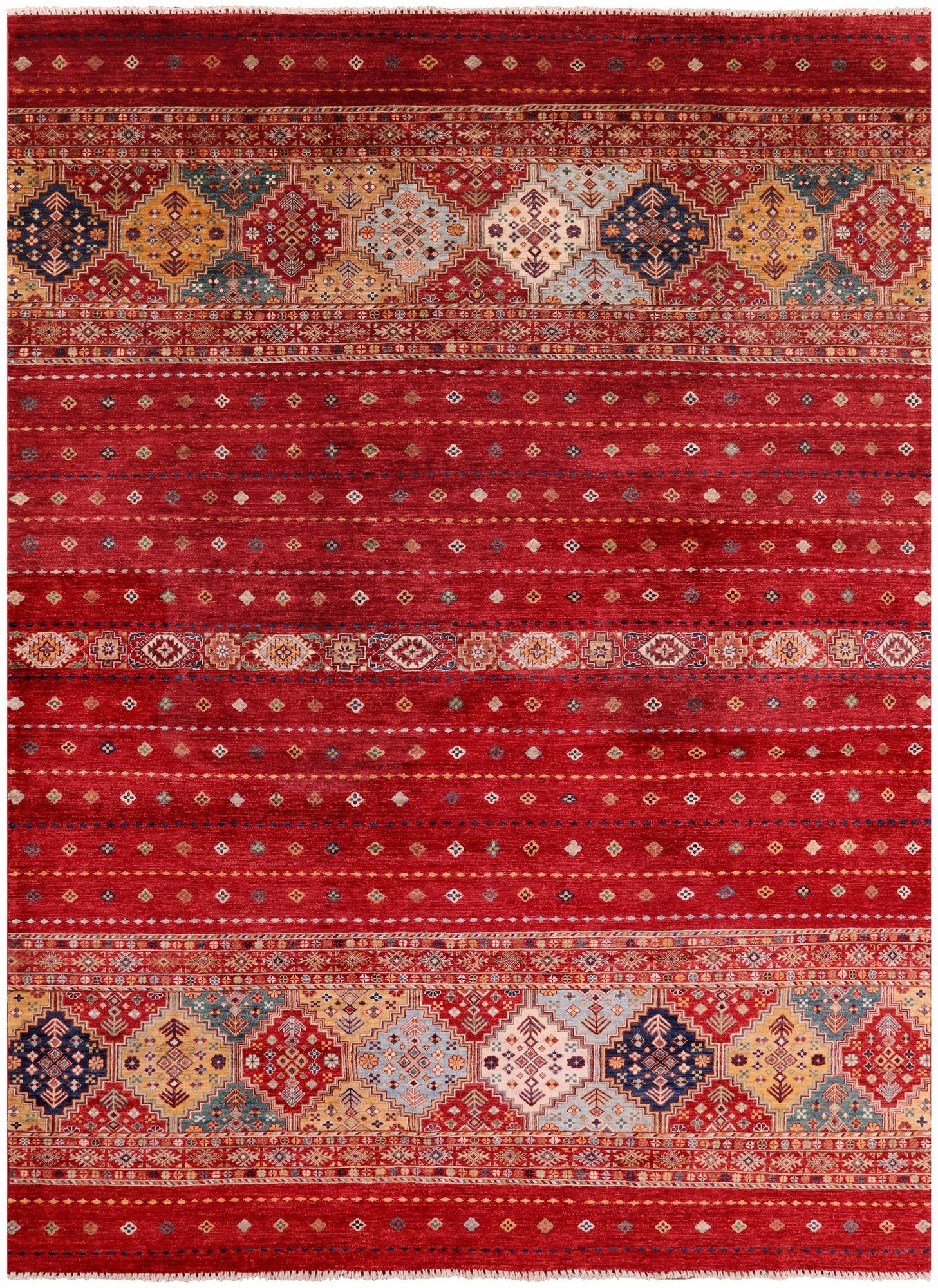 Red Khorjin Persian Gabbeh Hand Knotted Wool Rug - 8' 3" X 11' 4" - Golden Nile