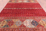 Red Khorjin Persian Gabbeh Hand Knotted Wool Rug - 8' 3" X 11' 4" - Golden Nile