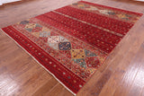 Red Khorjin Persian Gabbeh Hand Knotted Wool Rug - 8' 3" X 11' 4" - Golden Nile