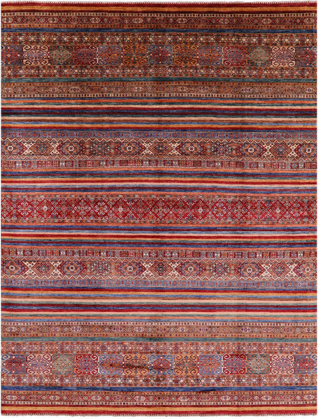 Tribal Khorjin Persian Gabbeh Handmade Wool Rug - 9' 2" X 11' 11" - Golden Nile