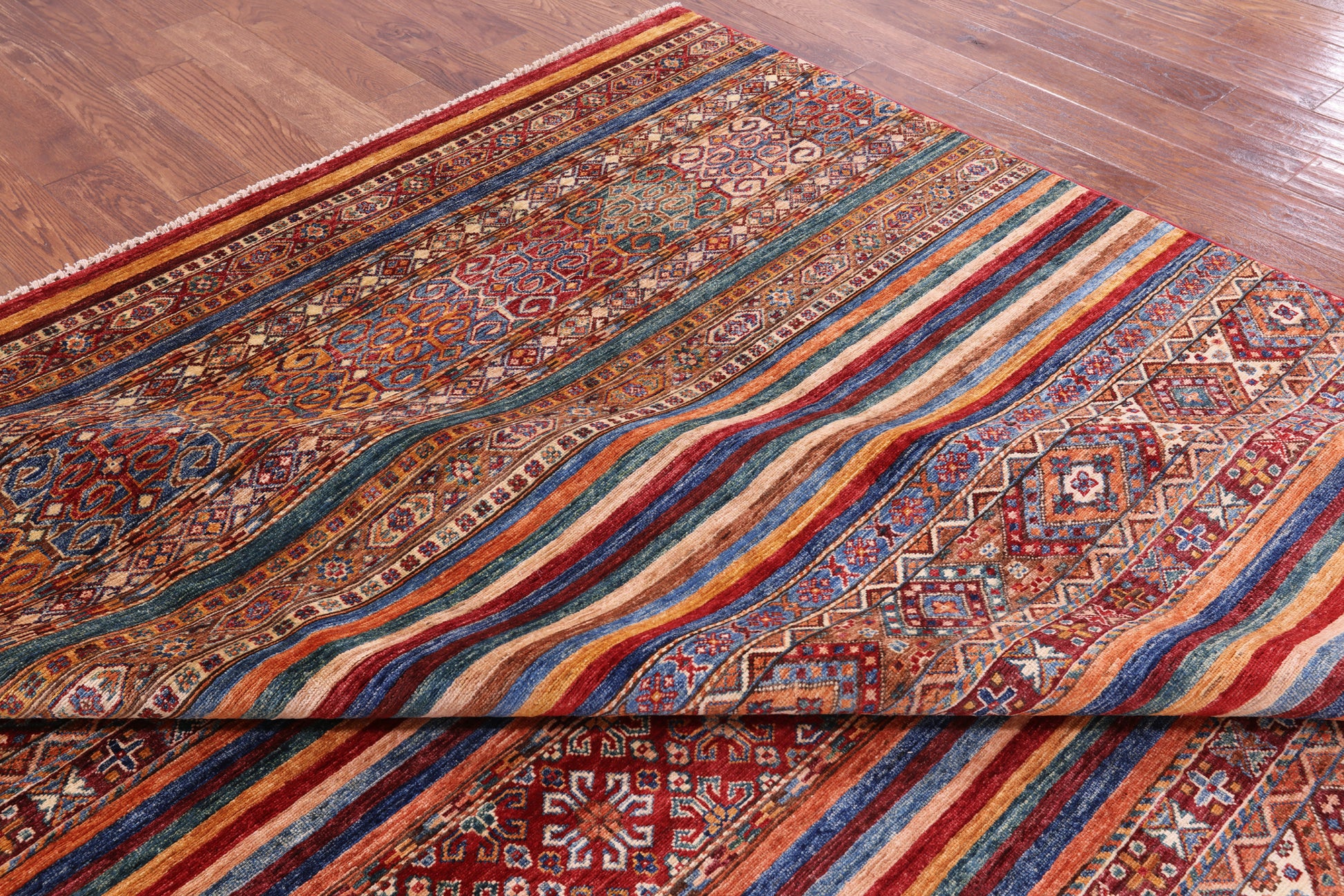 Tribal Khorjin Persian Gabbeh Handmade Wool Rug - 9' 2" X 11' 11" - Golden Nile