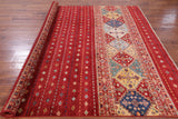 Red Tribal Khorjin Persian Gabbeh Hand Knotted Wool Rug - 8' 6" X 9' 8" - Golden Nile