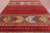Red Tribal Khorjin Persian Gabbeh Hand Knotted Wool Rug - 8' 6" X 9' 8" - Golden Nile