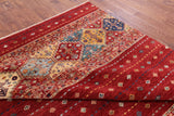 Red Tribal Khorjin Persian Gabbeh Hand Knotted Wool Rug - 8' 6" X 9' 8" - Golden Nile