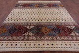 Ivory Khorjin Persian Gabbeh Handmade Wool Rug - 8' 1" X 9' 7" - Golden Nile