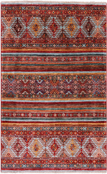 Khorjin Persian Gabbeh Hand Knotted Wool Rug - 3' 10" X 6' 1" - Golden Nile