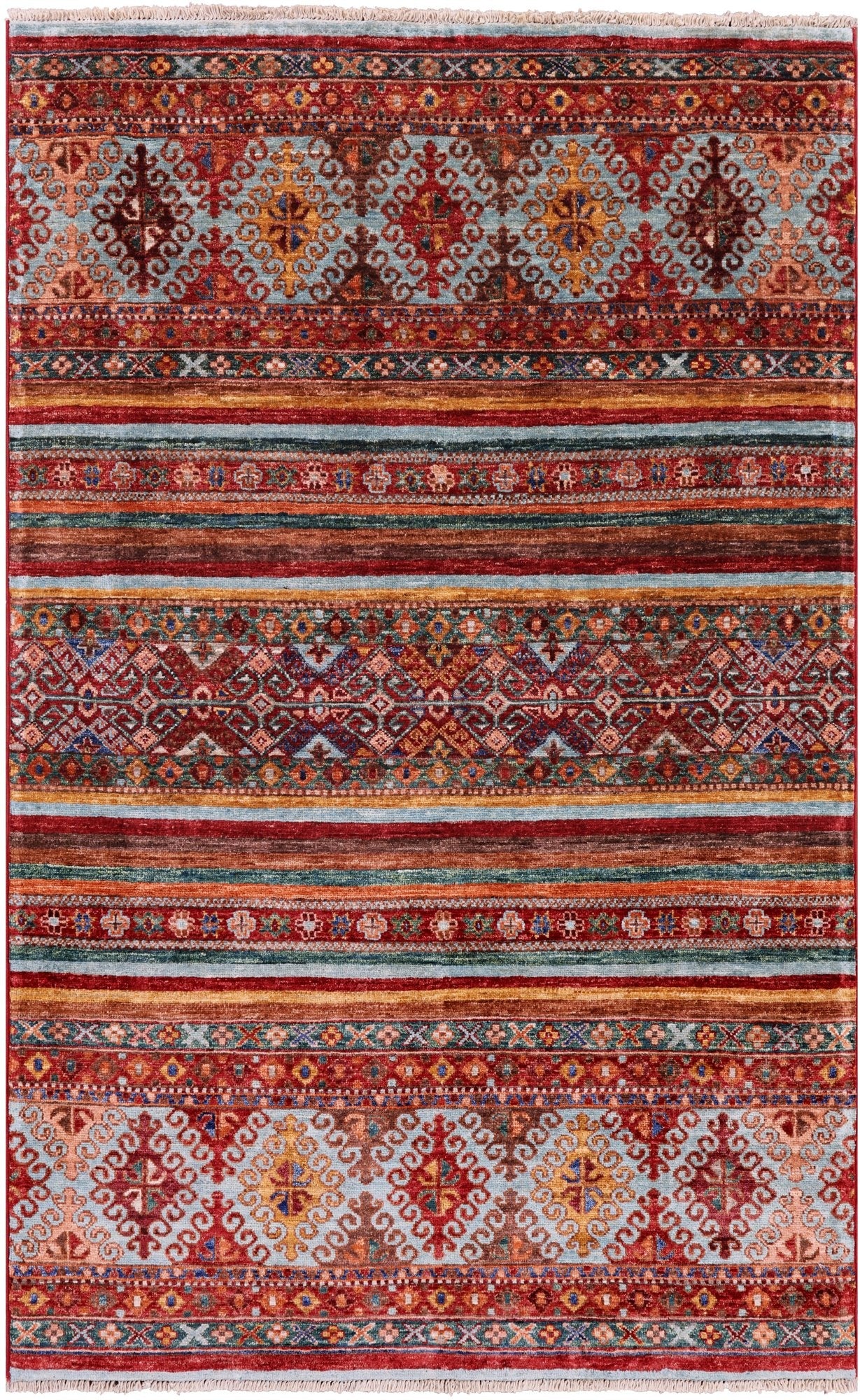 Khorjin Persian Gabbeh Hand Knotted Wool Rug - 3' 10" X 6' 1" - Golden Nile