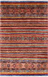 Khorjin Persian Gabbeh Hand Knotted Wool Rug - 4' 1" X 6' 4" - Golden Nile