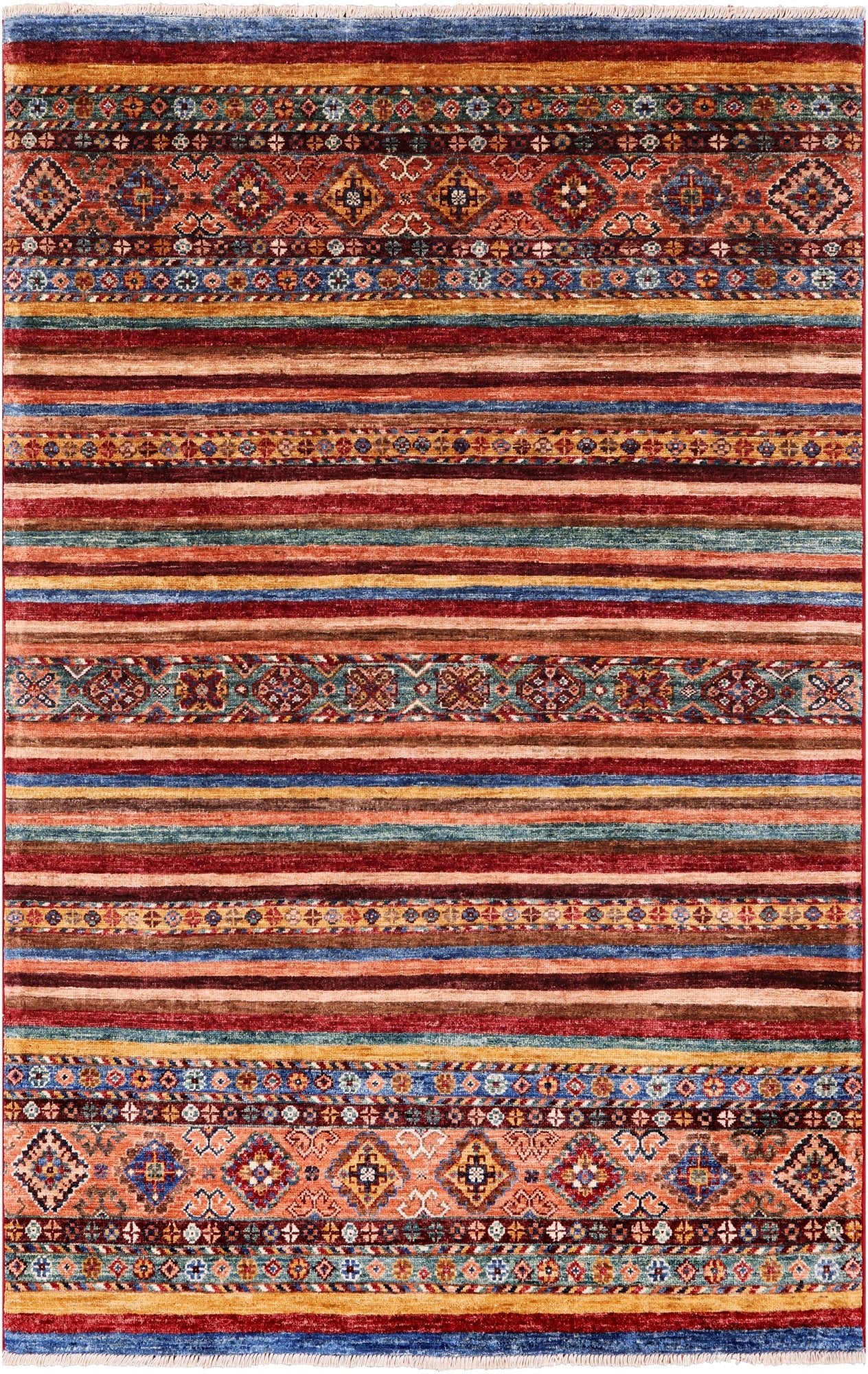 Khorjin Persian Gabbeh Hand Knotted Wool Rug - 4' 1" X 6' 4" - Golden Nile