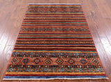 Khorjin Persian Gabbeh Hand Knotted Wool Rug - 4' 1" X 6' 4" - Golden Nile