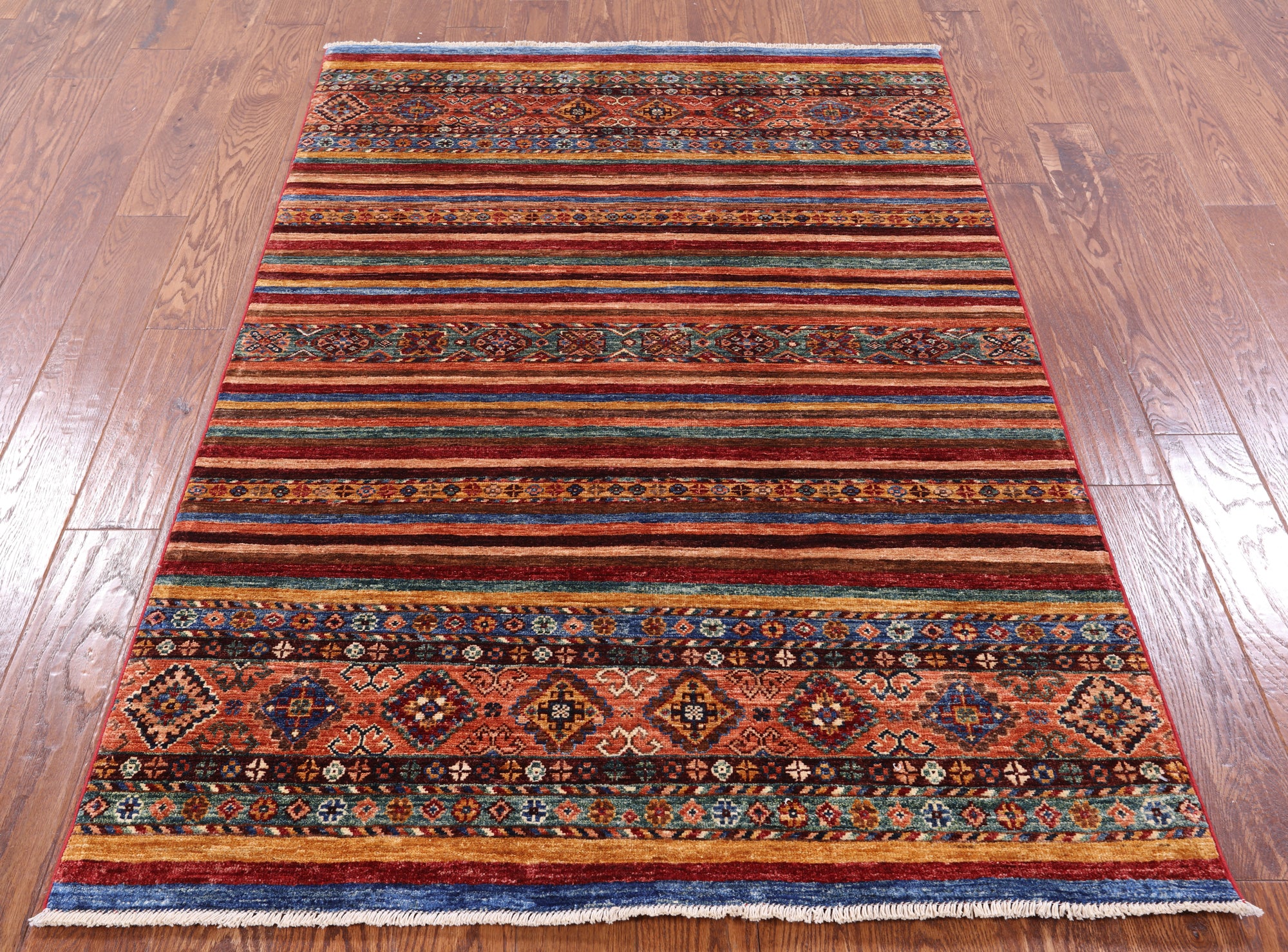 Khorjin Persian Gabbeh Hand Knotted Wool Rug - 4' 1" X 6' 4" - Golden Nile