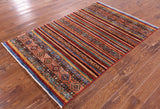 Khorjin Persian Gabbeh Hand Knotted Wool Rug - 4' 1" X 6' 4" - Golden Nile