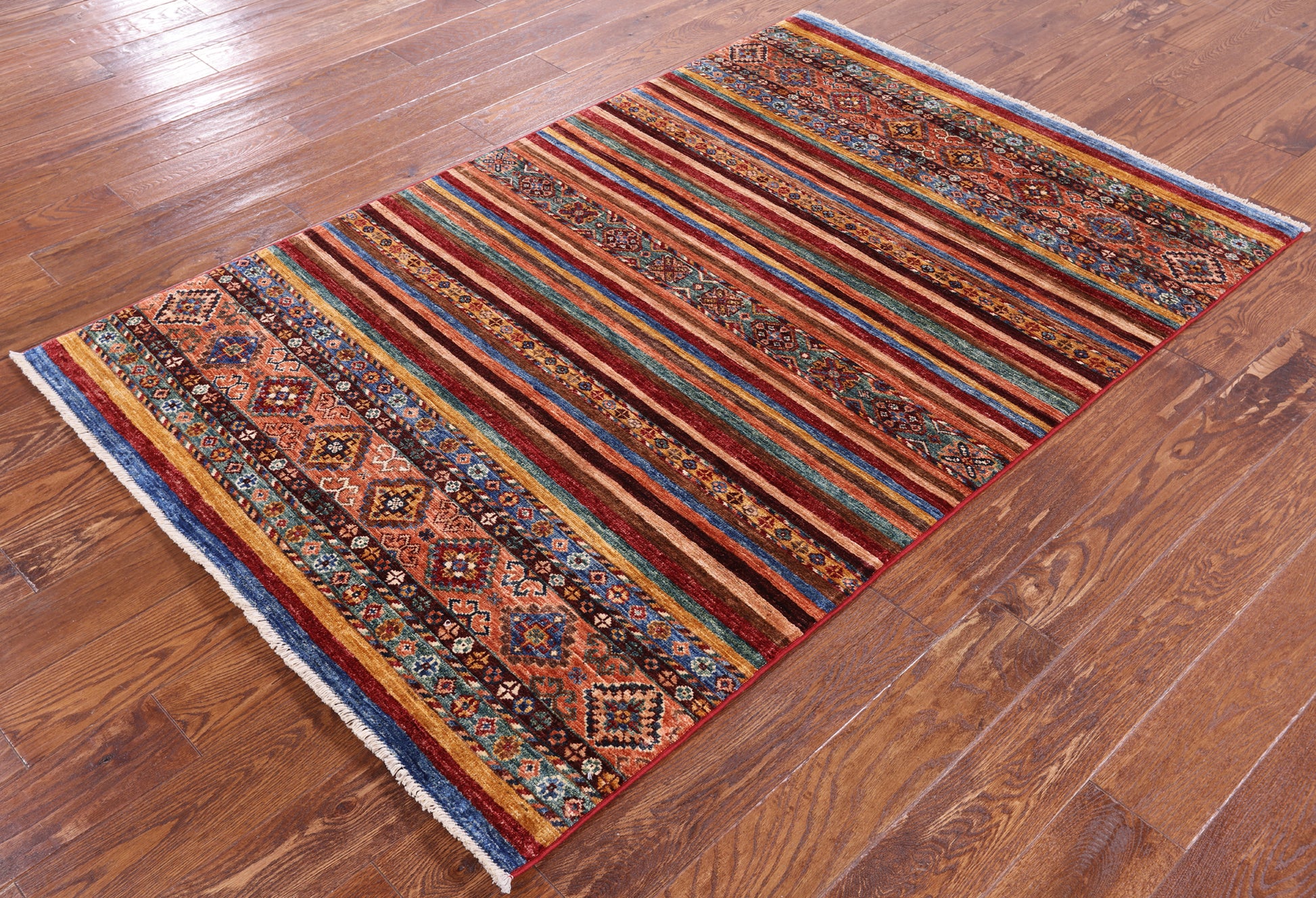 Khorjin Persian Gabbeh Hand Knotted Wool Rug - 4' 1" X 6' 4" - Golden Nile