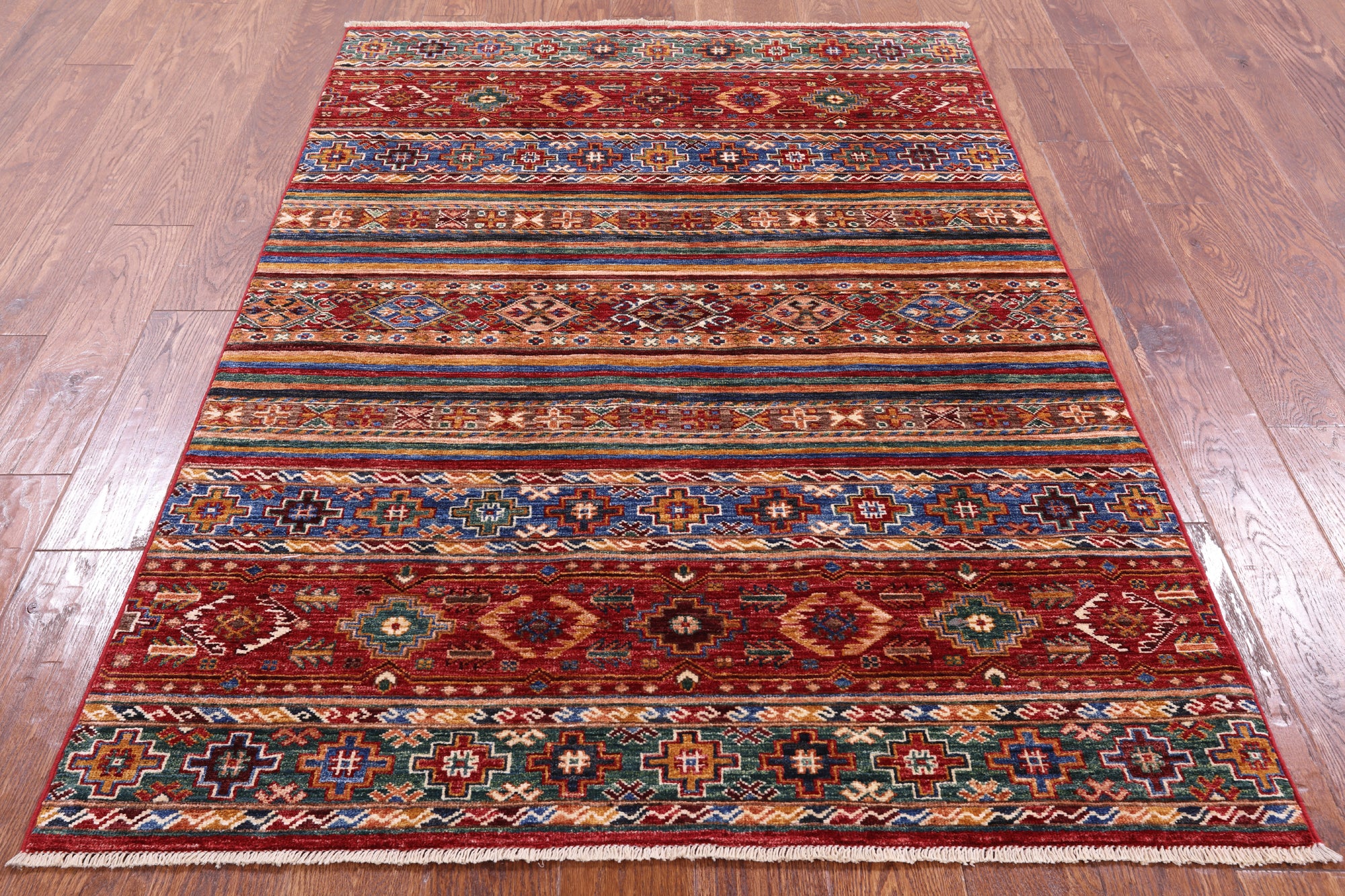 Khorjin Persian Gabbeh Handmade Wool Rug - 4' 0" X 5' 11" - Golden Nile