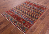 Khorjin Persian Gabbeh Handmade Wool Rug - 4' 0" X 5' 11" - Golden Nile