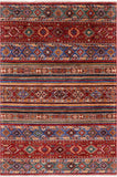 Khorjin Persian Gabbeh Handmade Wool Rug - 4' 0" X 5' 11" - Golden Nile
