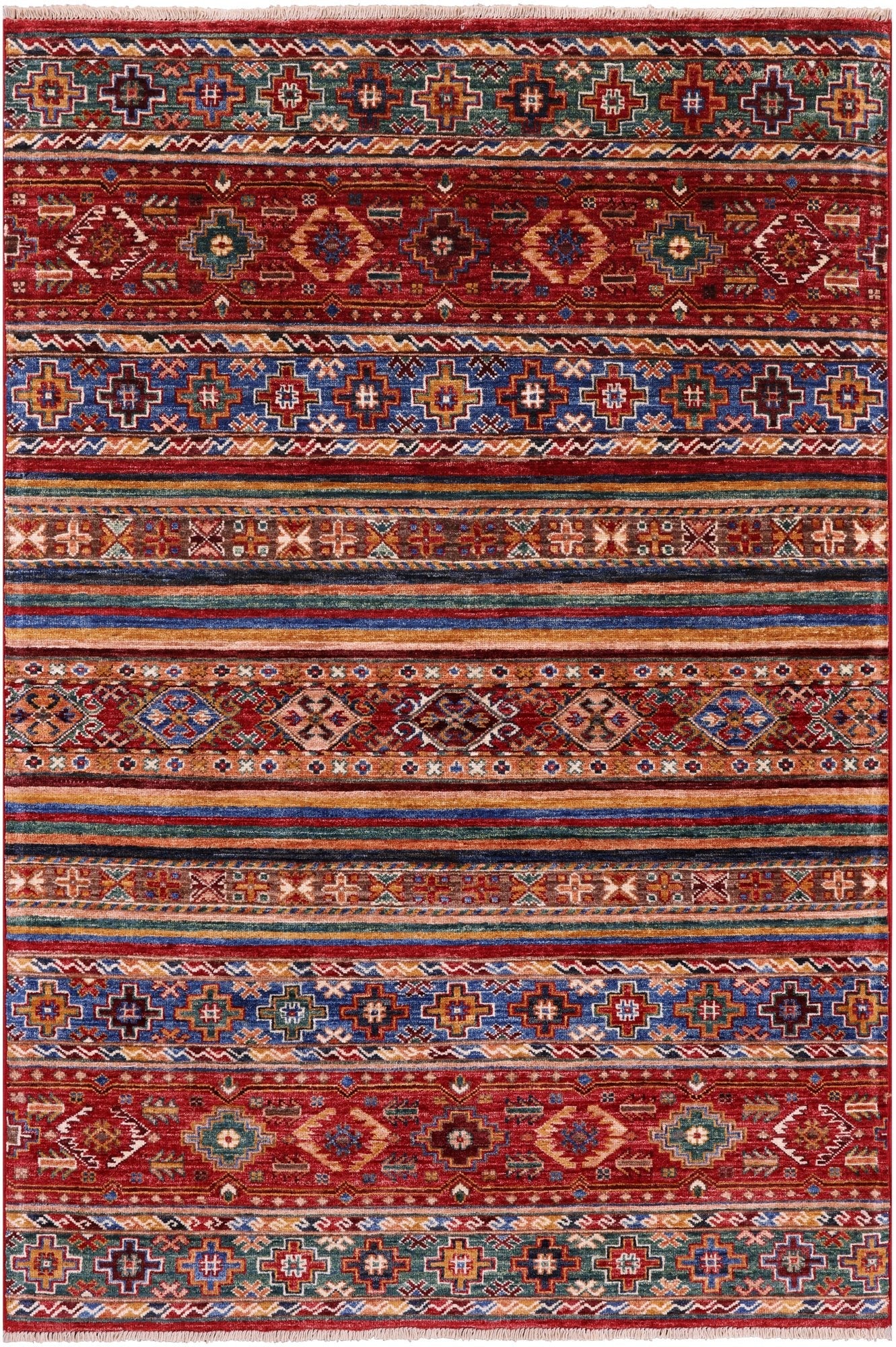 Khorjin Persian Gabbeh Handmade Wool Rug - 4' 0" X 5' 11" - Golden Nile