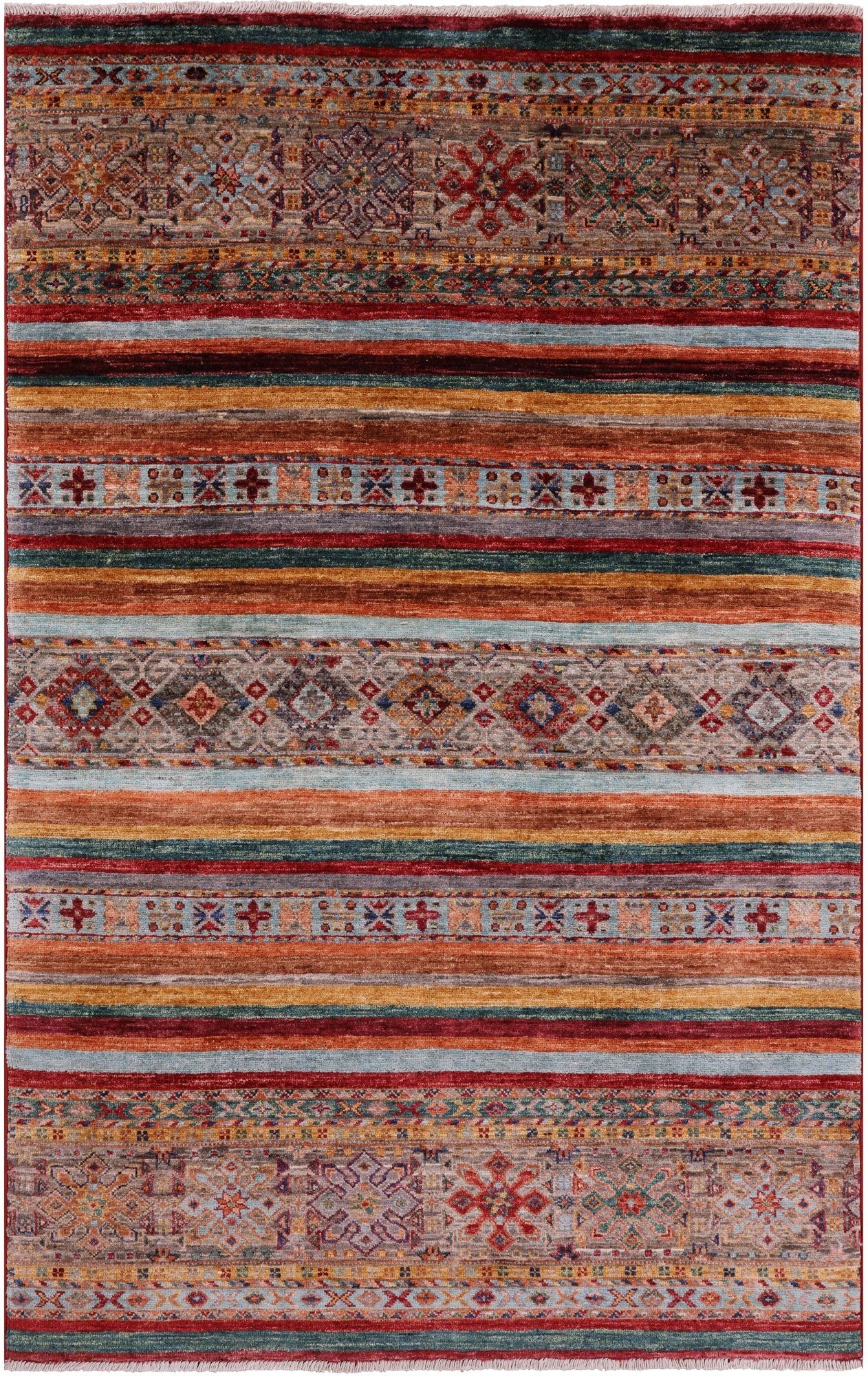 Khorjin Persian Gabbeh Hand Knotted Wool Rug - 4' 0" X 6' 3" - Golden Nile