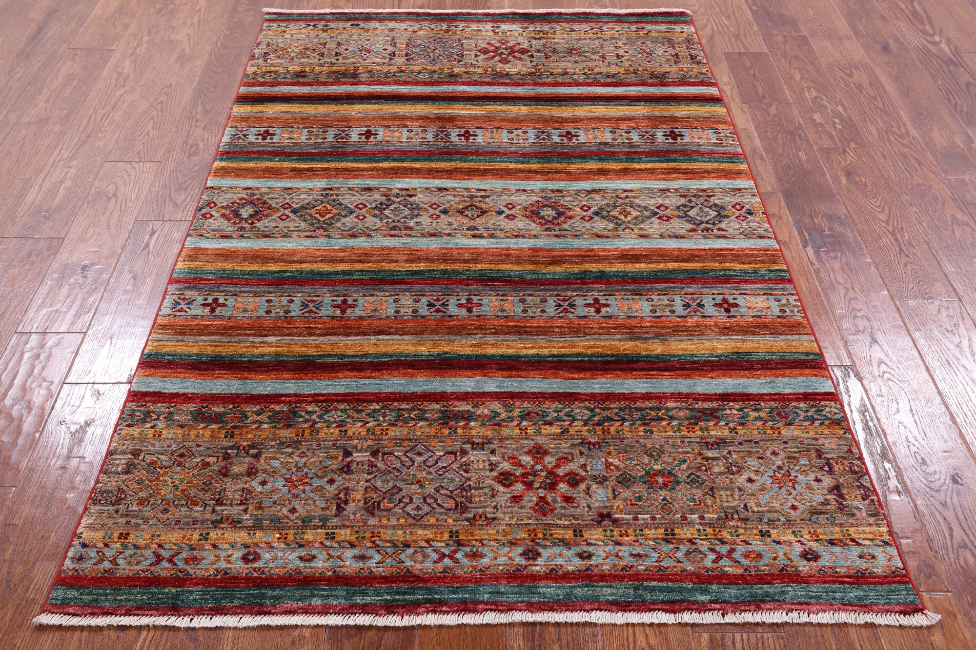 Khorjin Persian Gabbeh Hand Knotted Wool Rug - 4' 0" X 6' 3" - Golden Nile