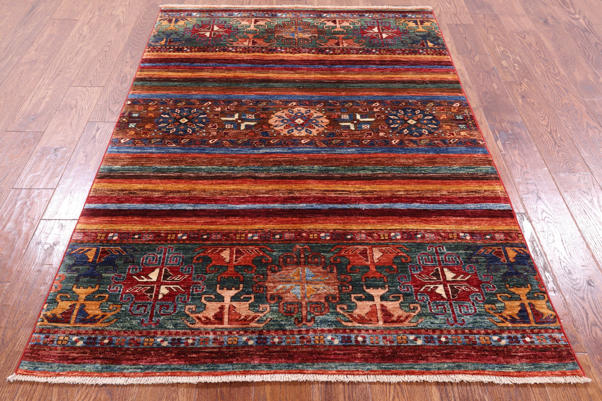 Khorjin Persian Gabbeh Handmade Wool Rug - 4' 1" X 6' 1" - Golden Nile