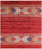 Red Khorjin Persian Gabbeh Hand Knotted Wool Rug - 8' 6" X 9' 9" - Golden Nile