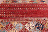 Red Khorjin Persian Gabbeh Hand Knotted Wool Rug - 8' 6" X 9' 9" - Golden Nile