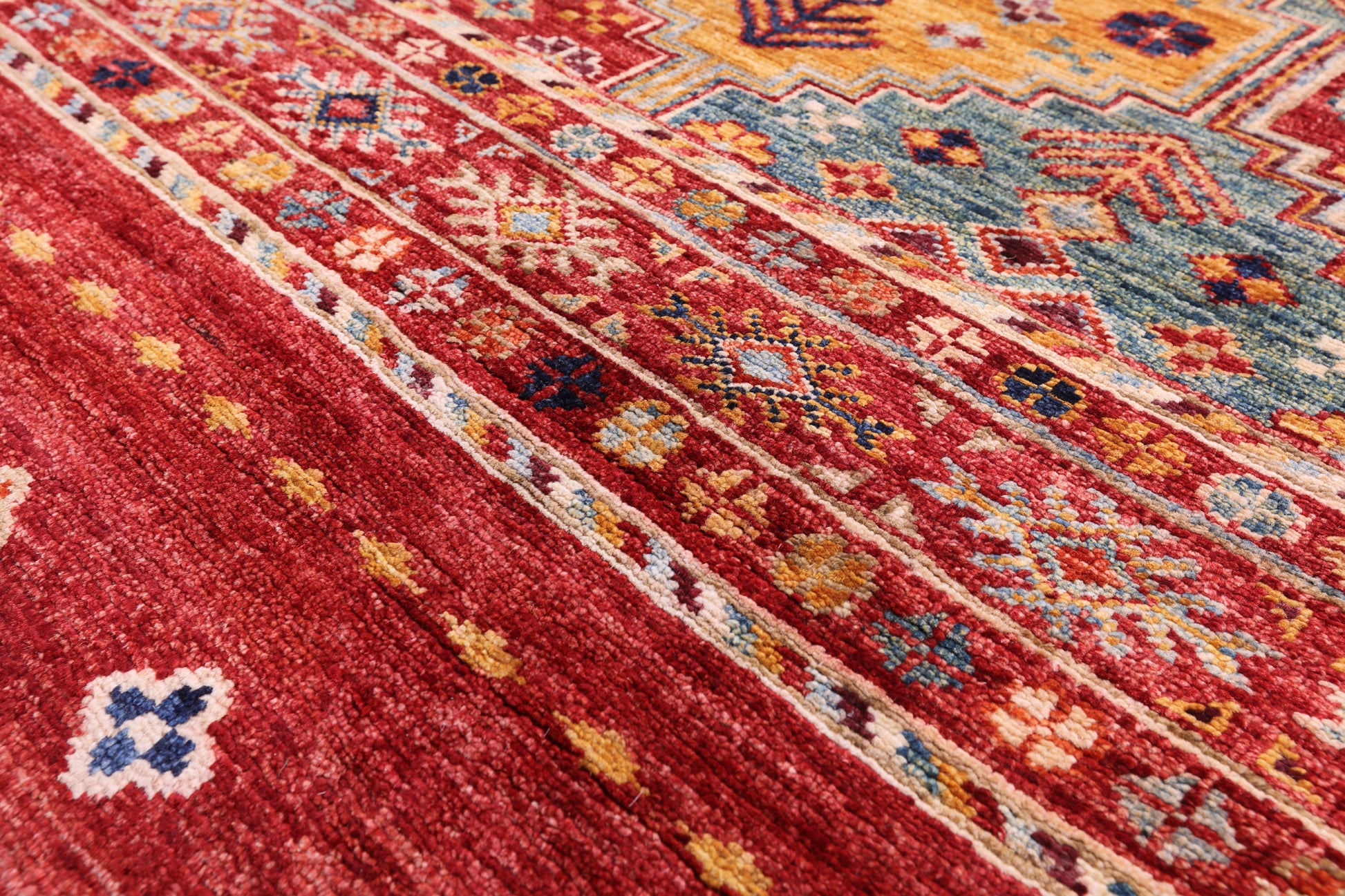 Red Khorjin Persian Gabbeh Hand Knotted Wool Rug - 8' 6" X 9' 9" - Golden Nile
