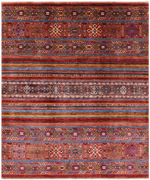 Khorjin Persian Gabbeh Handmade Wool Rug - 8' 3" X 10' 0" - Golden Nile