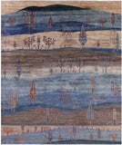 Tribal Persian Gabbeh Hand Knotted Wool Rug - 8' 1" X 9' 7" - Golden Nile