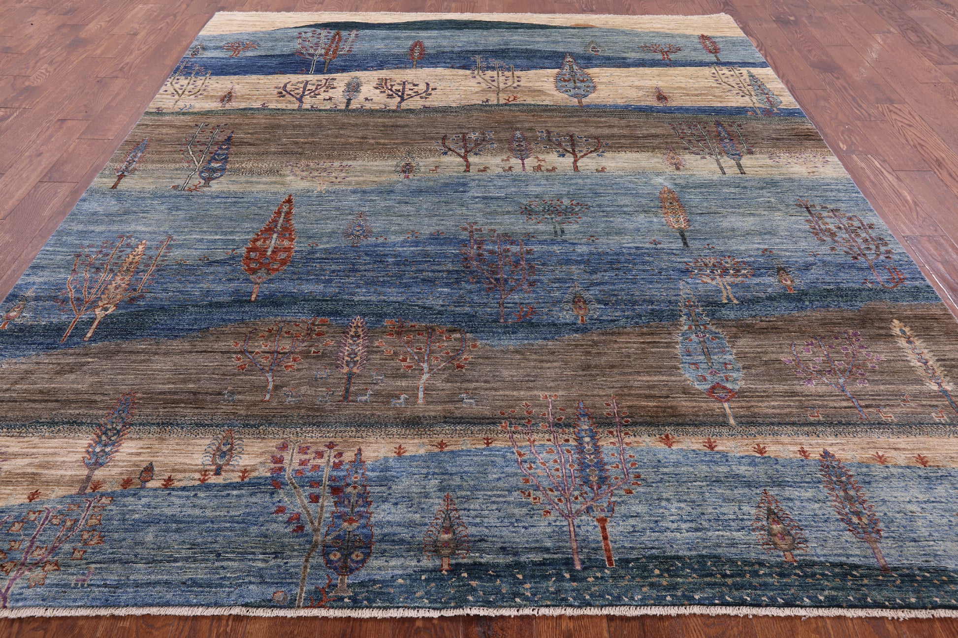 Tribal Persian Gabbeh Hand Knotted Wool Rug - 8' 1" X 9' 7" - Golden Nile