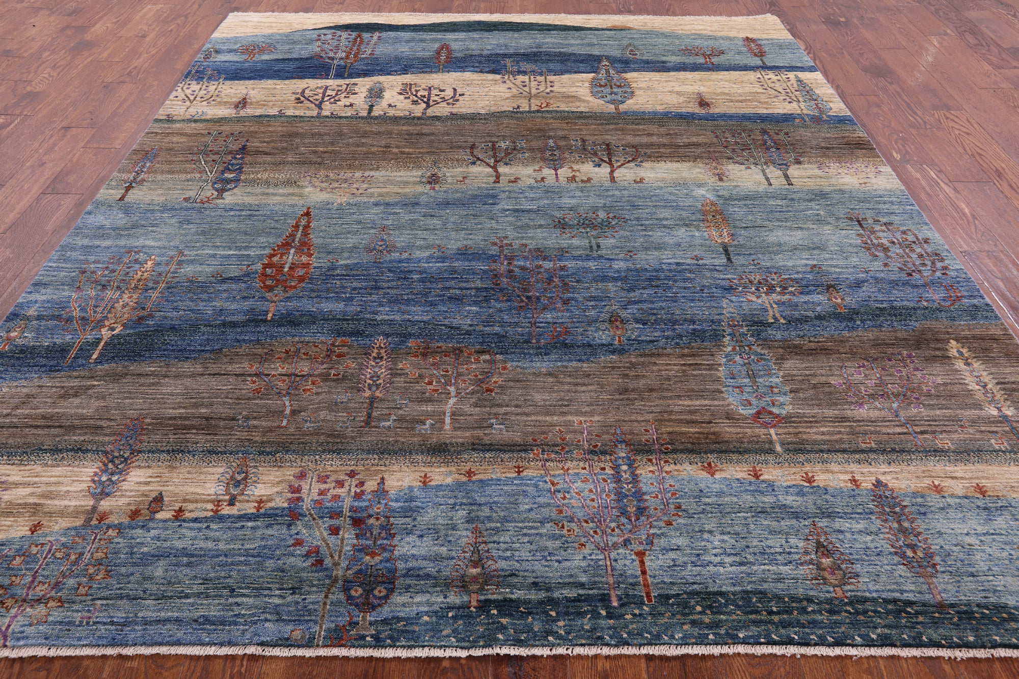 Tribal Persian Gabbeh Hand Knotted Wool Rug - 8' 1" X 9' 7" - Golden Nile