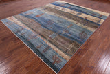 Tribal Persian Gabbeh Hand Knotted Wool Rug - 8' 1" X 9' 7" - Golden Nile