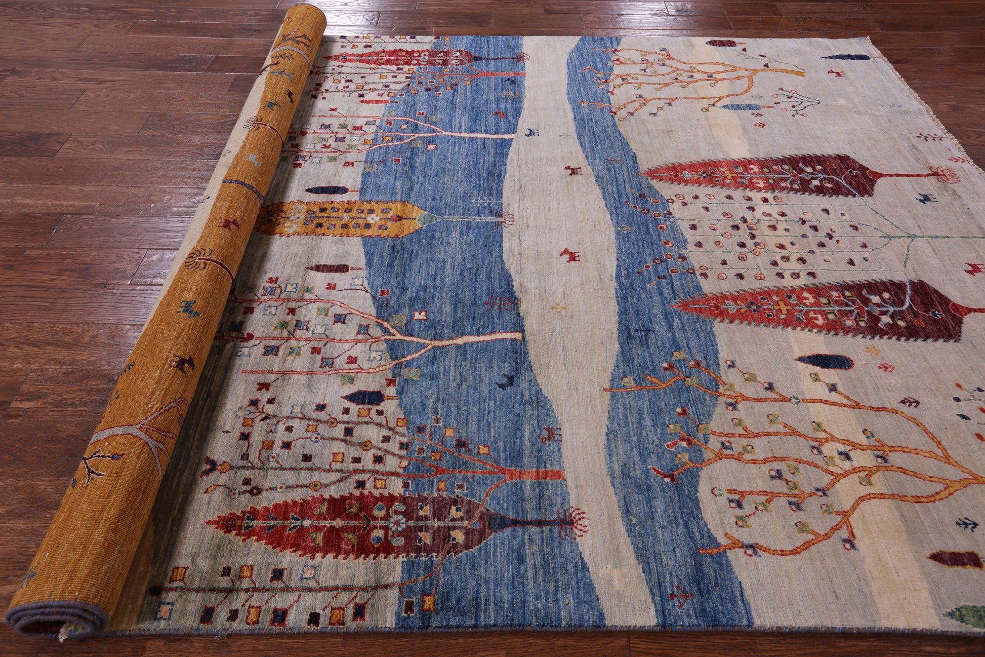 Tribal Persian Gabbeh Handmade Wool Rug - 6' 10" X 9' 8" - Golden Nile