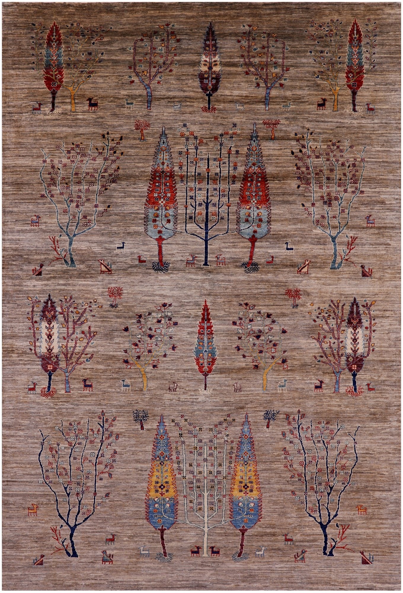 Tribal Persian Gabbeh Hand Knotted Wool Rug - 6' 7" X 9' 8" - Golden Nile